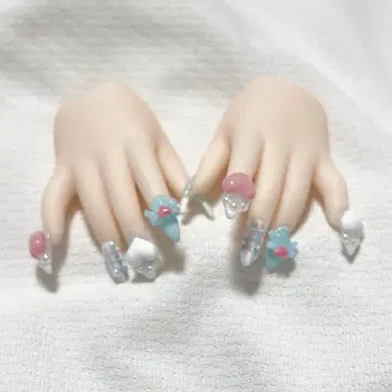[ MDD 핸드네일 ] 블루 하트네일