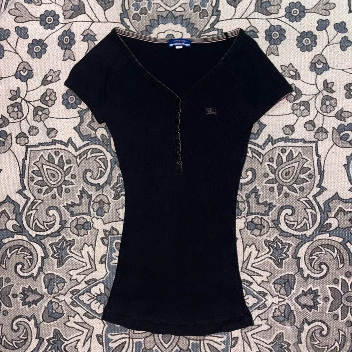 Scheduled for sale) Burberry Blue Label striped puff sleeve short 