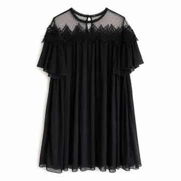 ZARA 레이스 쉬폰 원피스 블랙 포멀 S 사이즈