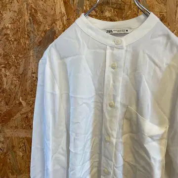 AE10191 ZARA 노카라 셔츠 화이트 여성용 24 포스