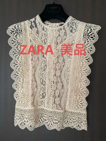 ZARA 새상품급 슬리브리스 레이스 탑 페일 핑크 S 사이즈