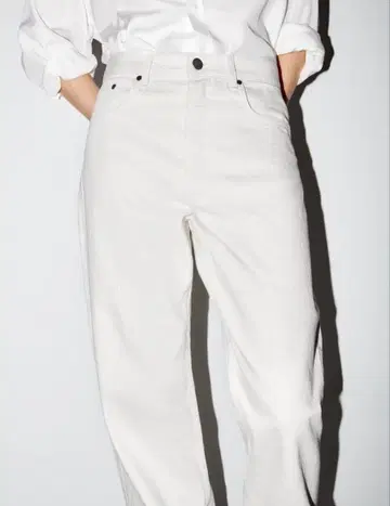 새상품 FULL-LENGTH HIGH-WAIST 데님 팬츠 36 아이보리