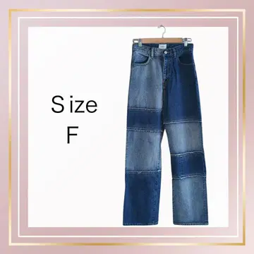 W.W.G 패치워크 데님 팬츠 데님 팬츠 프리 사이즈 FREESIZE