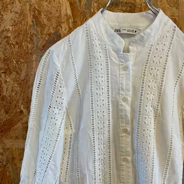 AE10199 ZARA 긴팔 셔츠 화이트 여성용 24 포스