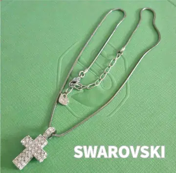 SWAROVSKI 스와로브스키 크로스 목걸이 큐빅 실버