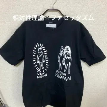 FACETASM 블랙 T셔츠 그래픽 프린트 상대성 이론
