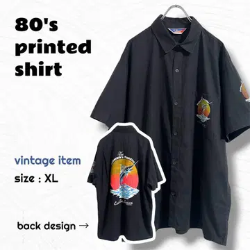 80's 프린트 셔츠 / 빈티지 발포 백 패널 반팔 구제 의류