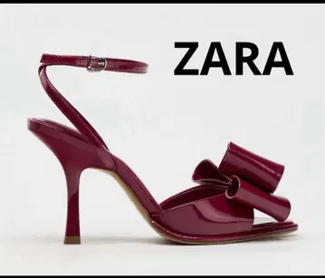새상품 ZARA 에나멜풍 리본 샌들 펌프스 38