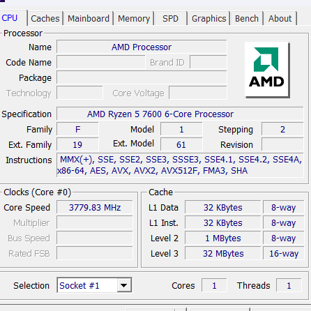 라이젠 7600+에즈락 A620M-HDV M.2+ 하닉스 DDR5 16g