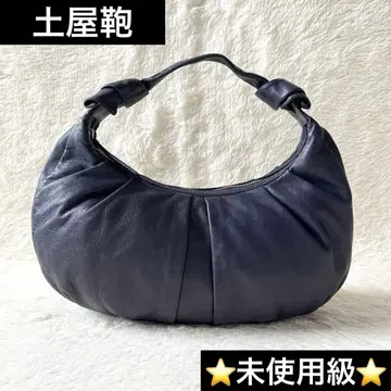 미사용급 츠치야 가방 쉬폰 핸드백 가죽백 네이비