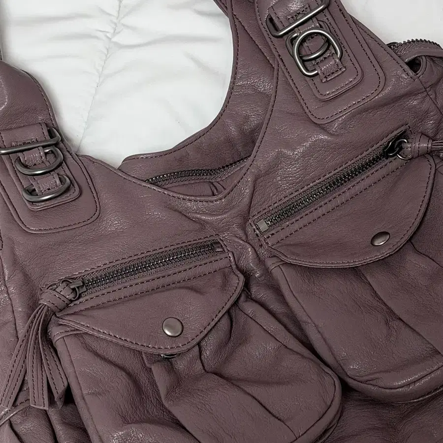 Fancy Club Belted Washing Leather Bag Gray | Bunjang Global