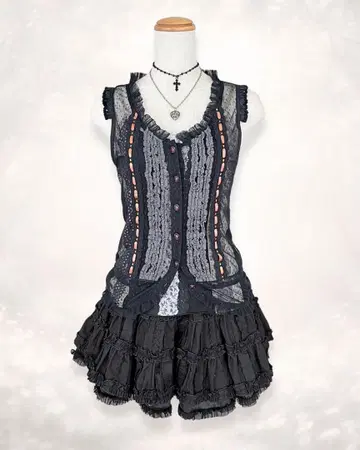 다크 코어 페어리 그런지 시스루 레이스 상의