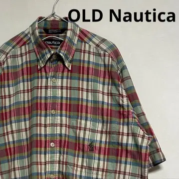 구제 의류 90s Nautica 반팔 BD 셔츠 인디아 마드라스 체크