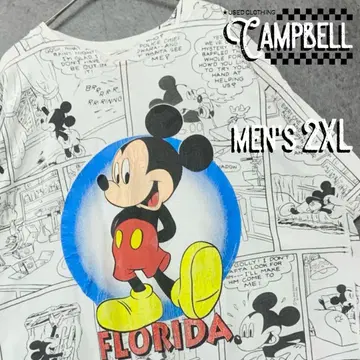 [ 레어 2XL US 수입 90s ] 디즈니 미키 전면 프린트 T셔츠