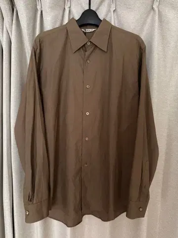 AURALEE WASHED FINX TWILL SHIRT BROWN 3