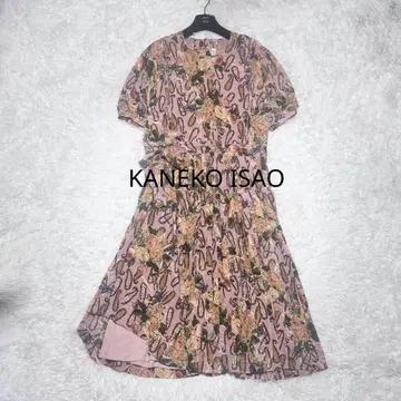 새상품급 KANEKO ISAO 페이즐리 꽃무늬 원피스 리본