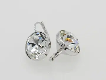 새상품급 SWAROVSKI 스와로브스키 크리스탈 후프 귀걸이 클리어 은색
