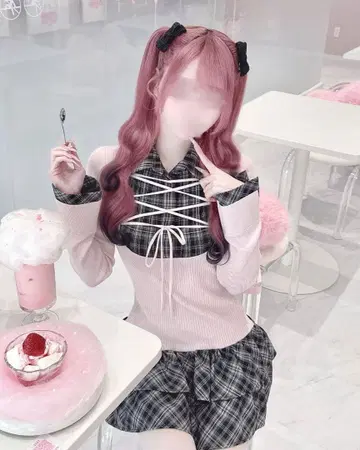 honey mew 허니뮤우 레이스업 도킹 체크 원피스