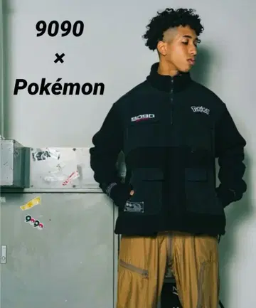 9090 x 포켓몬 하프 지퍼 플리스 자켓 XL 블랙 레어