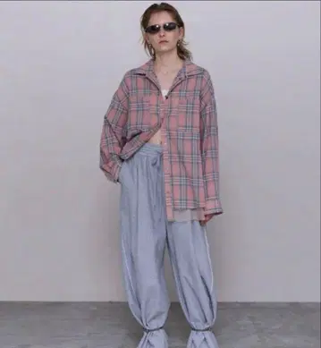 MAISON SPECIAL 체크 무늬 긴팔 셔츠 FREE 사이즈
