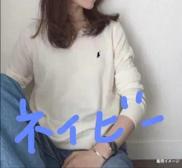 랄프 로렌 얇은 소재 니트 피마 코튼 니트 네이비 M