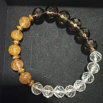 고품질 레드 루틸, 스모키 쿼츠, 헤마타이트, 수정 팔찌 16cm