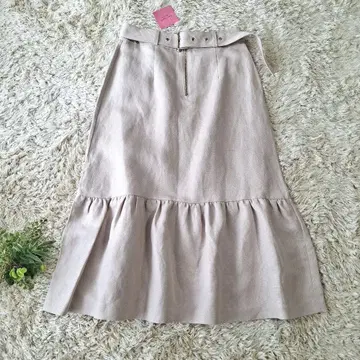 [택 포함] kate spade 실크 린넨 미디 캉캉 스커트 벨트 포함