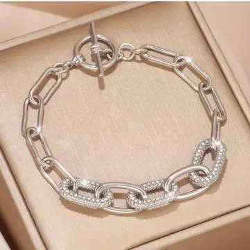반짝이는 지르코니아 메레 다이아 디자인 체인 팔찌 19cm