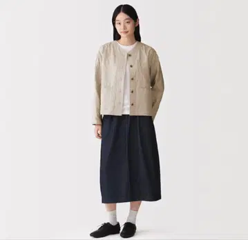 새상품급 무인양품 카포크 혼방 이중 거즈 퀼트 자켓 L