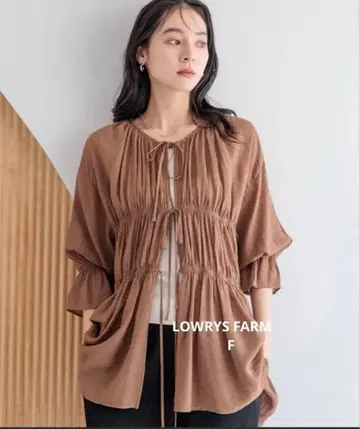 LOWRYS FARM 요우류우 셔링 숏 6S 개더 리본 F