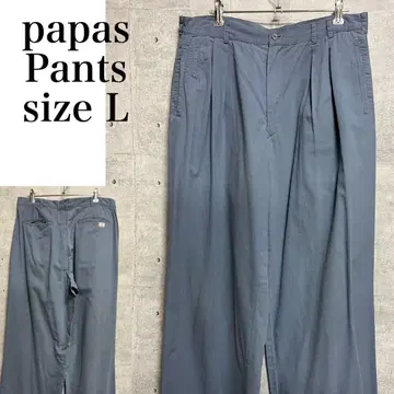 구제 의류 papas 2턱 코튼 팬츠 치노 팬츠 블루 사이즈 L
