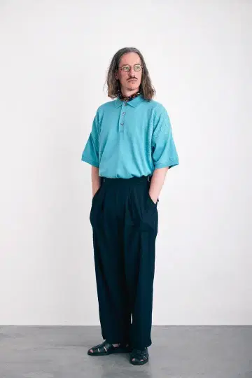 YASHIKI Hazakura Knit Polo (SKY BLUE)
