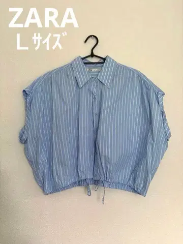 ZARA 스트라이프 반팔 크롭 셔츠 L 사이즈