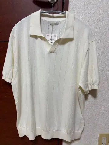[ 미사용 새상품 ] ZARA 자라 아이보리 스트라이프 피케 셔츠 L