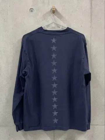 스타 프린트 네이비 Hanes 긴팔 T셔츠 핸드메이드
