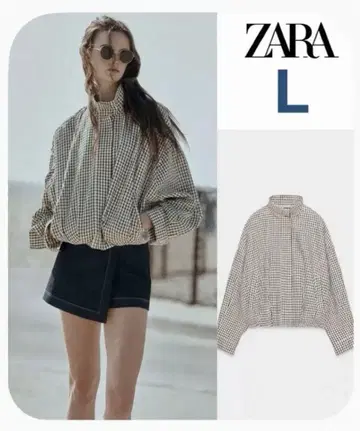 ZARA 체크 무늬 봄버 자켓