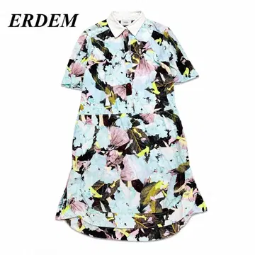 ERDEM 아데무 꽃무늬 셔츠 원피스 반팔 플라워 프린트 38