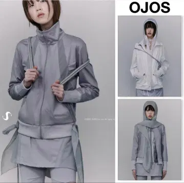 OJOS 23SS Ruffled Jersey Zip-up icegrey