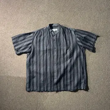 피에르 가르뎅 린넨 노카라 버튼 셔츠 주름 가공 일본제