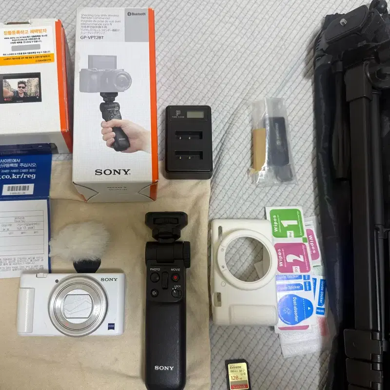 소니 zv-1 화이트 브이로그 카메라 슈팅그립 풀세트