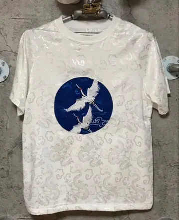 금박 학 용 자수 장식 차이나 T셔츠