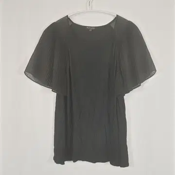 Massimo Dutti 플리츠 슬리브 반팔 티셔츠 블랙