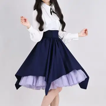 행커치프 헴 스커트 네이비 NO.S PROJECT
