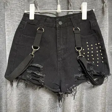 지뢰계 데미지 데님 숏팬츠 블랙 서브컬쳐 볼칸&아프로디테