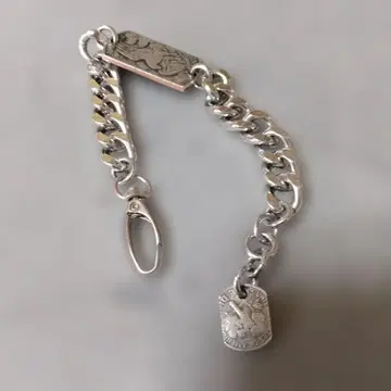 코인 모티브 체인 팔찌 실버 컬러