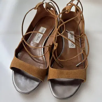 JIMMY CHOO 스웨이드 레이스업 샌들 36