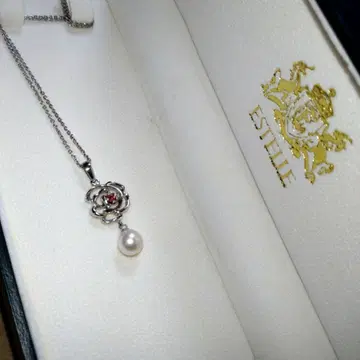 ESTELLE 실버 목걸이 꽃 펄 장미 에스테르