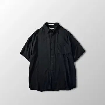 페리 에리스 실크 반팔 셔츠 블랙 L 구제 의류 레귤러 카라