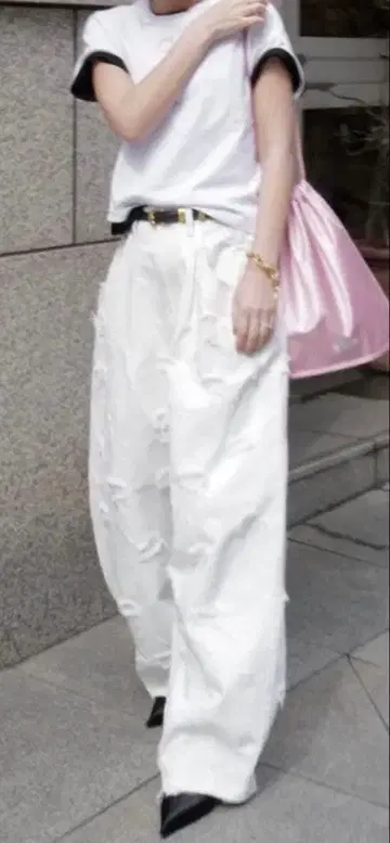 마차트 machatt 데미지 화이트 데님
