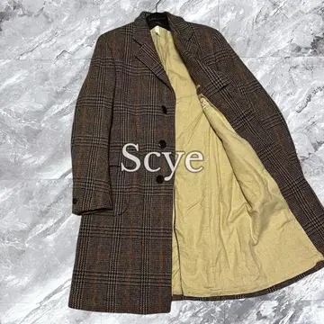 Scye 사이 체스터 코트 울 글렌체크 브라운 M